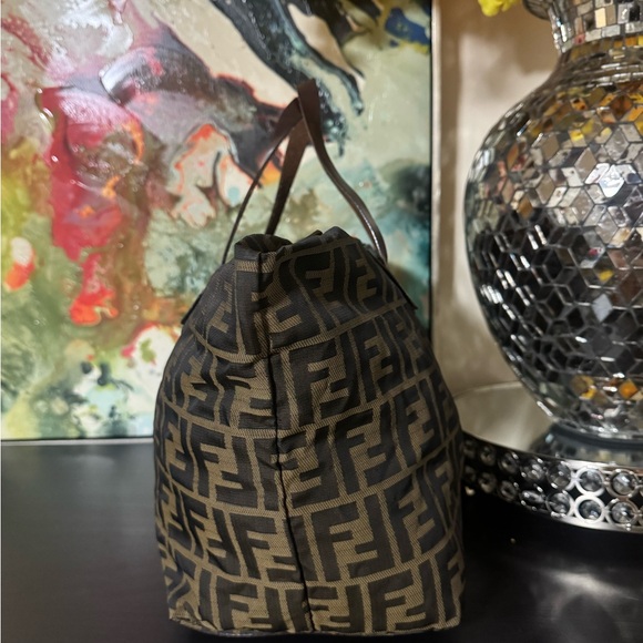 Fendi Brown FF Logo Canvas Bag - Picture 5 of 9